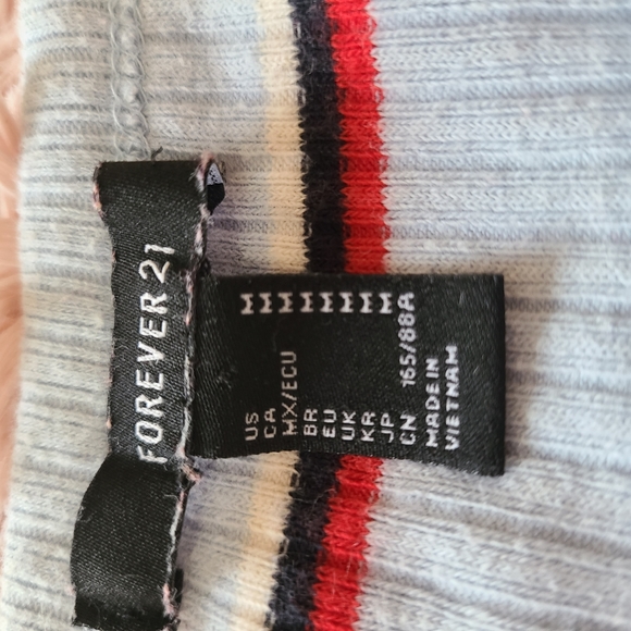 M Forever 21 Blue Striped Ribbed Short Sleeve Bodycon Dress - Picture 9 of 11